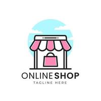 concepto de logotipo de tienda en línea simple vector