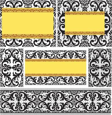 seamless damask backgrounds set