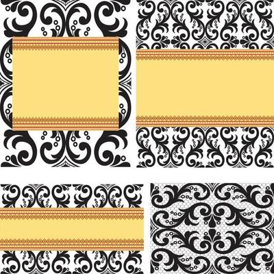 seamless damask backgrounds set