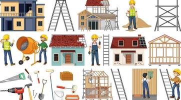 Set of construction site objects vector