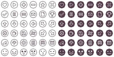 8 bits pixelated style icons set illustration vector