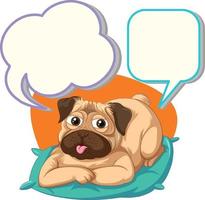 Speech bubble design with dog on cushion vector