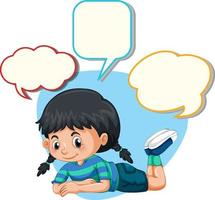 Speech bubble template with girl relaxing vector