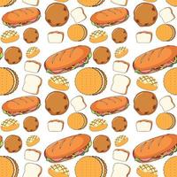 Seamless background design with bread and cookies vector