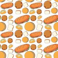 Seamless background design with bread and cookies vector