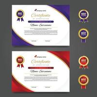 plantilla de diseño de certificado simple púrpura y rojo vector