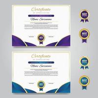 plantilla de diseño de certificado simple púrpura y turquesa con textura ondulada vector