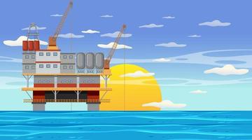 Petroleum industry concept with offshore oil platform vector