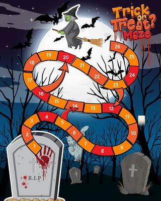 Snake ladder game template with halloween theme
