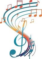 Music notes rainbow colourful on white background vector