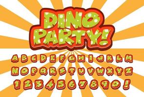 Font design for english alphabets in dinosaur character on color template vector