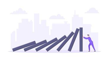 Domino effect or business resilience metaphor vector illustration concept.