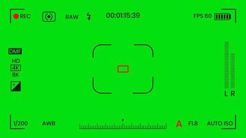Green colored chroma key camera rec frame viewfinder overlay background screen flat style design vector illustration. Chroma key VFX screen camera overlay abstract background concept for video footage