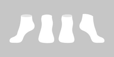 calcetines blancos plantilla maqueta estilo plano diseño vector ilustración conjunto aislado sobre fondo gris.