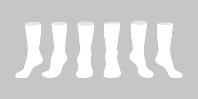 White socks template mockup flat style design vector illustration set isolated on white background.