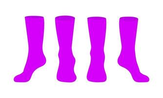 Conjunto de ilustración vectorial de diseño de estilo plano de maqueta de plantilla de calcetines morados. vector
