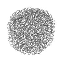 Tangle chaos abstract hand drawn messy scribble ball vector illustration.