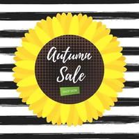 Autumn sale vector banner or poster gradient flat style design vector illustration with text AUTUMN SALE, sunflower and isolated on fun background.