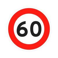 Speed limit 60 round road traffic icon sign flat style design vector illustration.