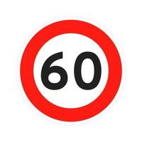 Speed limit 60 round road traffic icon sign flat style design vector illustration.