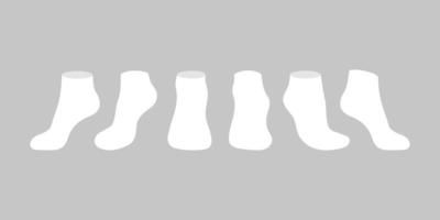 White socks template mockup flat style design vector illustration set isolated on gray background.