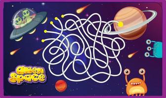 Game design with aliens in space background vector
