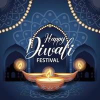 cartel del festival indio feliz diwali vector