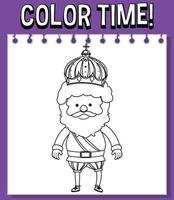 Worksheets template with color time text and King's outline vector