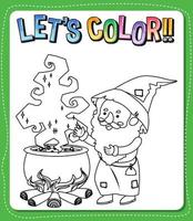 Worksheets template with lets color text and wizard outline vector