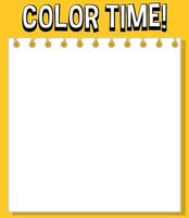 Worksheets template with color time text vector