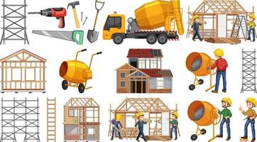 Set of construction site objects vector