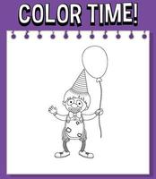 Worksheets template with color time text vector