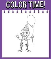 Worksheets template with color time text vector