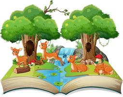 Storybook with deers in forest vector