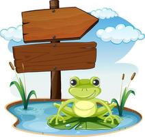 Sign board with frog on white background vector