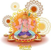 feliz ganesh chaturthi cartel vector