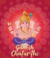 feliz ganesh chaturthi cartel vector