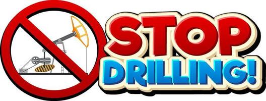 Stop drilling font logo design vector