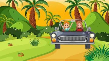 Classic car for a vacation roadtrip concept vector