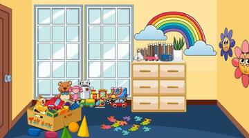 Children room with many furnitures vector