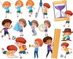 Collection of many kids doing different activities vector