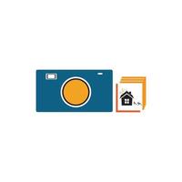 Camera with photo icon vector background