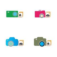 Camera with photo icon vector background