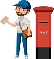 Postman with letter by the post vector