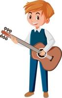 Man playing guitar on white background vector