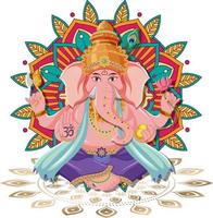 dibujos animados de ganesh chaturthi sobre fondo blanco vector