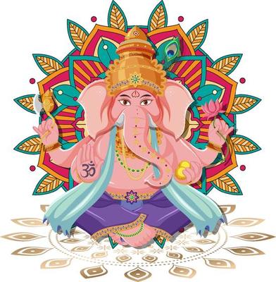 Ganesh Chaturthi cartoon on white background