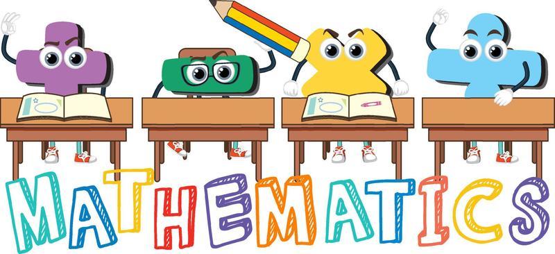 Mathematics word logo in cartoon style