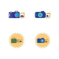 Camera with photo icon vector background