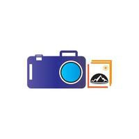 Camera with photo icon vector background